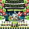 51pcs Party Supplies Birthday With Birthday Banners, Cupcake Toppers, Cake Toppers, Latex Balloons and Background Cloth, Ghostbusters Kids and Adult Decorations