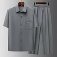 thumbnail image 2 of Jessboyy Mens Pants Sets 2 Piece Button Down Short Sleeve Shirts and Pants Outfits Set 2pc Casual Relaxed Fitted Going Out Spring Outfit Dark Gray,L, 2 of 7