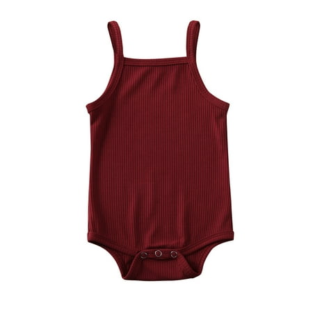 

Lisenrain Newborn Baby Boy Girls Solid Romper Bodysuit Jumpsuit Sling Outfits