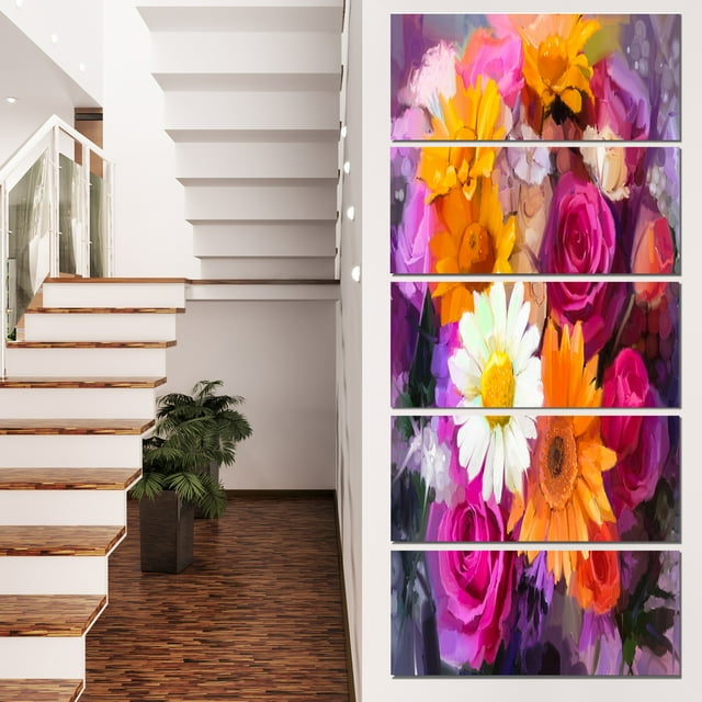 Bouquet of Flowers Watercolor - Large Floral Canvas Artwork