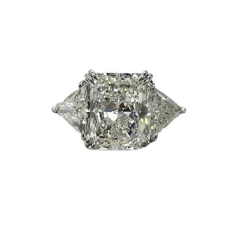 HeartsAndYou 4ct Radiant Moissanite Trilogy Solitaire Ring 18k White Gold over Silver Trillion Accent