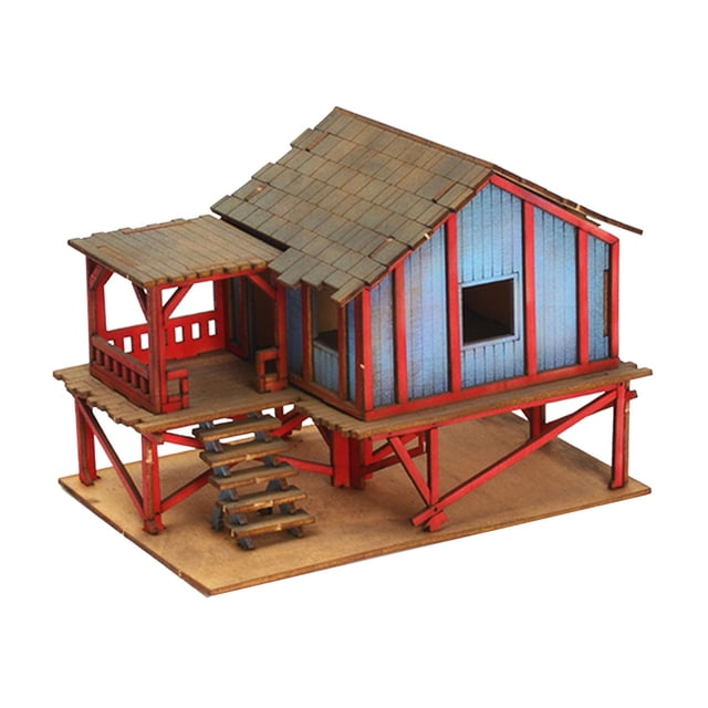 Modelo de construcción de casa a escala 1/72, rompecabezas de madera, manualidades para hacer tú mismo, casa en miniatura hecha a mano. A