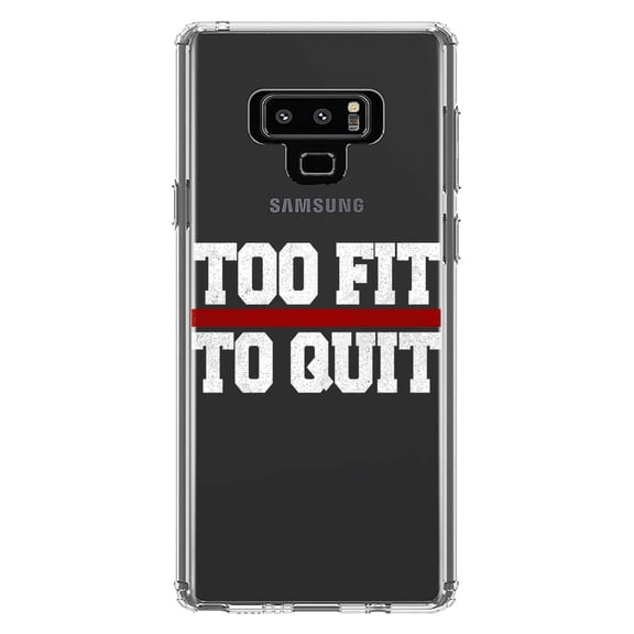 DistinctInk Clear Shockproof Hybrid Case for Samsung Galaxy Note 9 - TPU Bumper Acrylic Back Tempered Glass Screen Protector - Too Fit to Quit