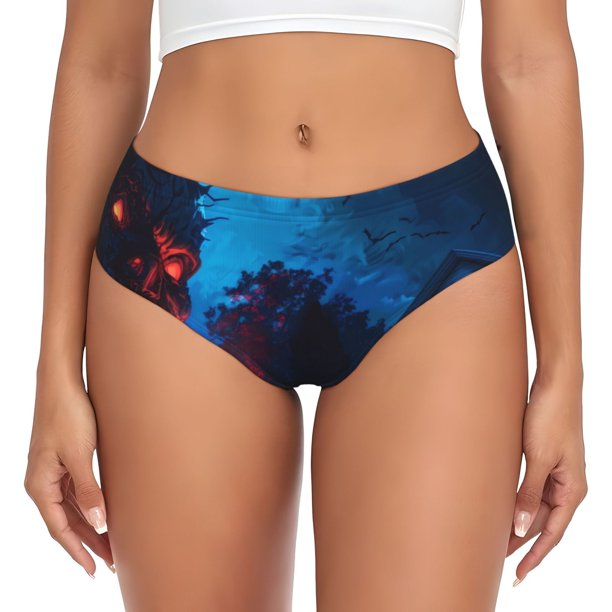 Balery Spooky Halloween Night Scene Ropa Interior de Algodón para Mujer con Dibujo – Braguitas Cómodas y Elásticas, Estilo Clásico-XX-Large