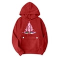 thumbnail image 3 of qucoqpe Women's Christmas Print Hooded Sweatshirt with Pocket, Long Sleeve Casual Pullover Hoodie, 3 of 6