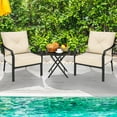 thumbnail image 3 of Giantex Set of 2 Patio Chairs, Outdoor Armchairs with Padded Cushions, Bistro Dining Chairs Iron-Frame Lawn Chairs for Porch Backyard Garden Balcony, Beige, 3 of 10