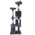 thumbnail image 4 of Pet-Story 59" Cat Tree, Cat Tower with Scratching Ball, Plush Cushion, Ladder and Condos for Indoor Cats, Gray, 4 of 9
