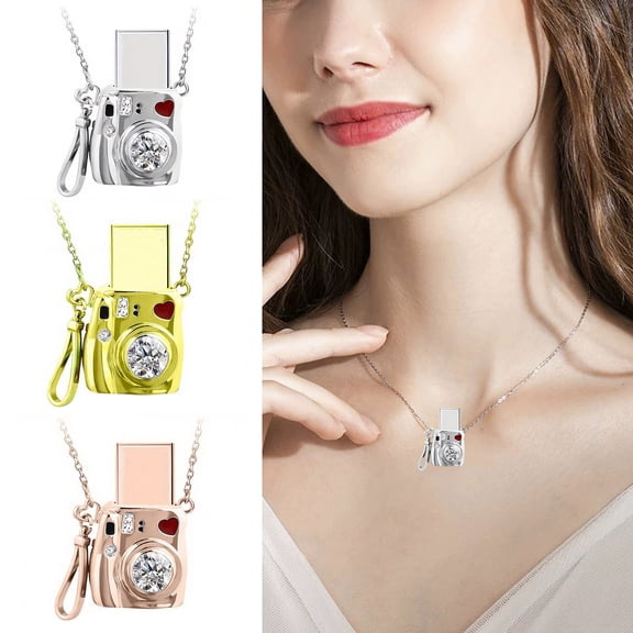 Mini Camera Locket Necklace Custom Picture Pendant Necklace Memorial Jewelry Gifts for Women Girlfriend Wife Photography Lovers