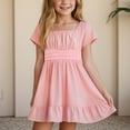 thumbnail image 2 of Gubotare Robes pour Bébé Fille Robe Sans Manches Trapèze Courte Froncée à Volants Évasée Robes 4T 5T (Rose, 4-5 Ans), 2 of 7