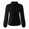 thumbnail image 4 of kaprioy Ruffled Tops for Women V Neck Long Sleeve Ruffle Shirt Comfort Plus Size Long Sleeve Shirts for Women Women's V Neck Casual Dressy Ruffle T Shirt Top Solid Blouse, 4 of 5