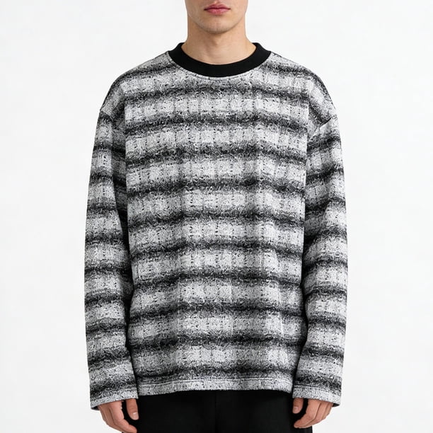 Ceisia Men's Ink-Brush Stripe Long-Sleeve T-Shirt | Relaxed Summer Casual Top Gift