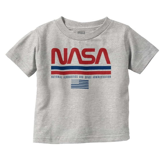 NASA Retro Worm Logo American Flag Toddler Boy Girl T Shirt Infant Toddler Brisco Brands 12M