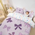 thumbnail image 3 of spefrowx Purple Line Bowknot Twin Duvet Cover for Kids, Kawaii Star Print Twin Bedding, Stars Reversible, 2 Pieces, 1 Duvet Cover and 1 Pillowcase, 3 of 6