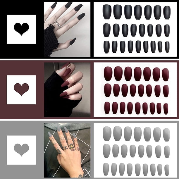 Uñas postizas largas mate puntas de uñas postizas ovaladas puras uso diario fecha fiesta prensa en uñas para mujeres y niñas Adepaton HMHZ346-1