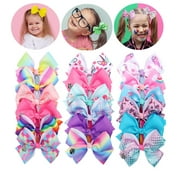 18 Pcs/Set JoJo Siwa Hair Bows Alligator Clips for Girls Gift, 5 Inches Unicorn Grosgrain Ribbon Hair Barrettes Accessories, Ideal Gift for Toddler Girls' Birthday Valentine's Day