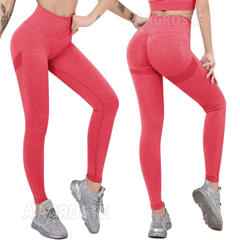 A AGROSTE Scrunch Butt Lifting Seamless Leggings Booty High Waisted Workout  Yoga Pants Anti-Cellulite Scrunch Pants Coffee-S 