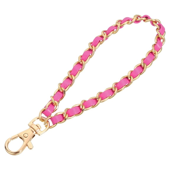 Uxcell Chain Strap Wristlet, 7" Hand Wrist Lanyard Leather Wristlet Strap for DIY, Gold, Rose Red