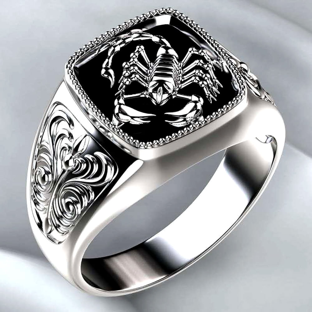 Finger Ring for Women Men Silver Color Black Enamel Bague Jewelry Christmas Gift