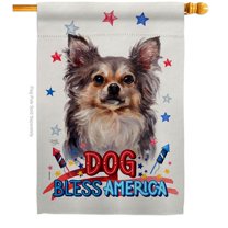 Breeze Decor H120132-BO Patriotic Chihuahua Animals Dog 28 x 40 in. Double-Sided Decorative Vertical House Flag for Decoration Banner Garden Yard Gift