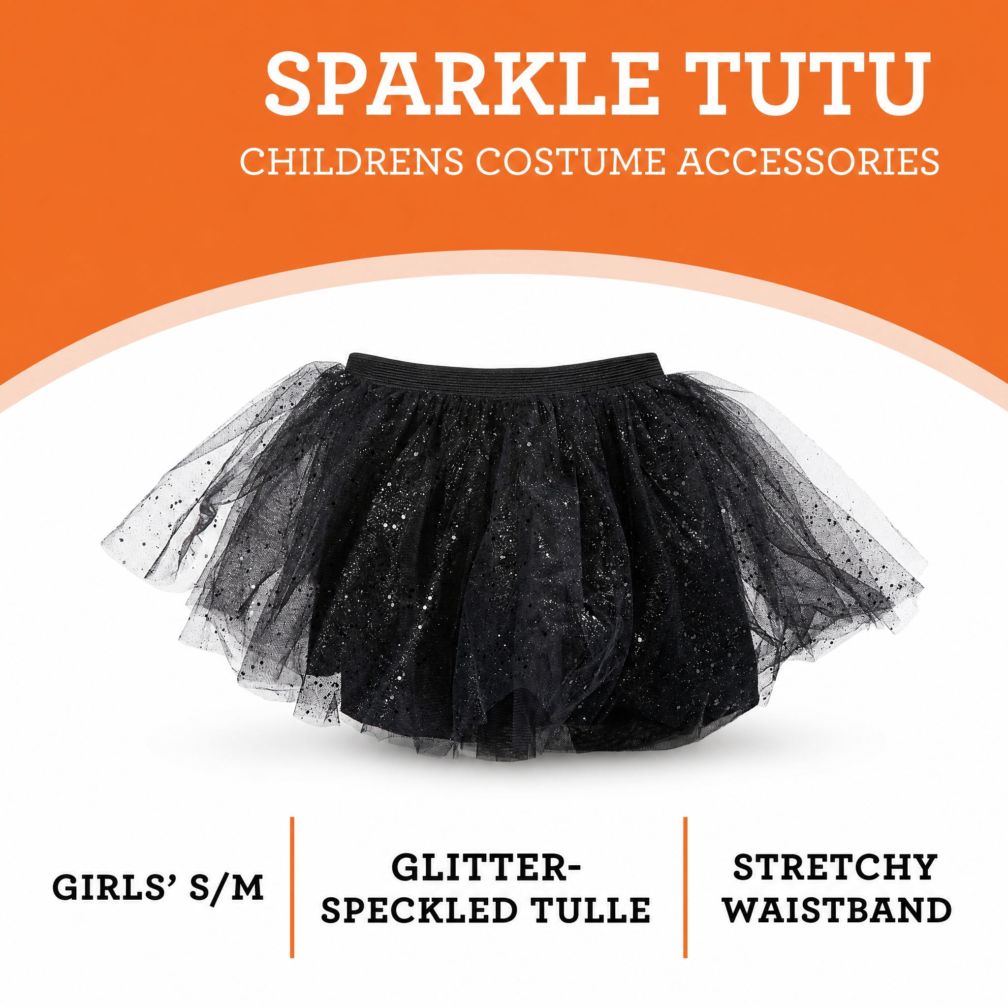 Sparkle Tutu Costume Accessory for Children, Black, S/M, Halloween by Way To Celebrate