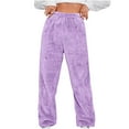 thumbnail image 2 of Fuzzy Fleece Lounge Pants for Women Soft Thick Warm Casaul Pajama Pant Elastic Waist Thermal Pjs Long Trousers Sleepwear Fall Winter Comfy Clothing, 2 of 5
