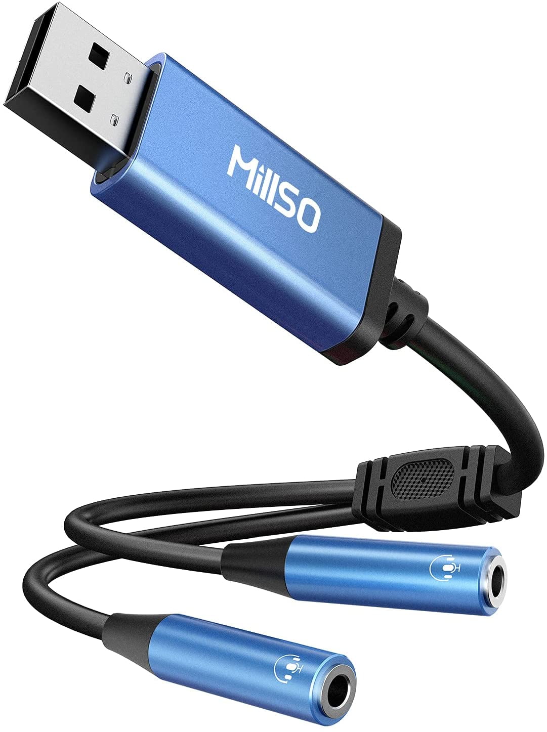 USB to Dual 3.5mm Audio Jack Adapter 