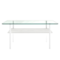 thumbnail image 6 of GZXS 3 Piece Living Room Table Set, Glass Coffee Table and 2 End Tables, Accent Table with Shelf and Metal Legs for Home Office, Clear & White, 6 of 8