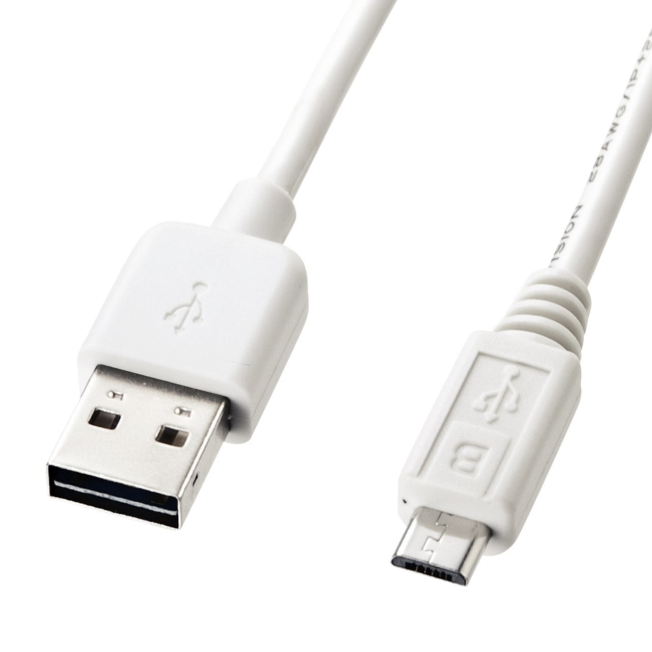 SANWA SUPPLY Doublesided Micro USB Cable (MicroB) White 0.2m KURMCB02W// Connector