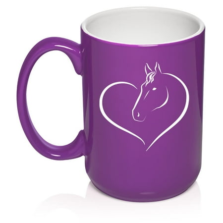 

Heart Horse Ceramic Coffee Mug Tea Cup Gift for Her Sister Wife Friend Coworker Boss Grandma Birthday Cute Equestrian Horseback Riding National Horse Day Horse Lover (15oz Purple)