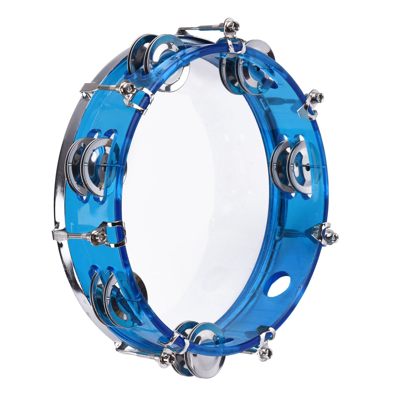 tambourine handbell 8 Inch Handheld Tambourine Drum with Double Row Jingles for Musical Percussion, Ideal for Parties Kids Games