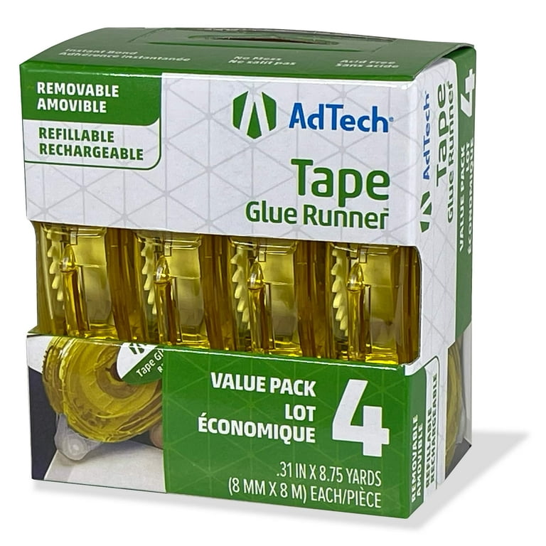 Adtech Crafter's Tape Removable Glue Runner.31 X315 for Tape Runner  05632,Green,yellow : : Home & Kitchen