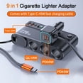 thumbnail image 3 of Cigarette Lighter Adapter with Retractable Car Charger,45W USB C Car Accessories 3 Socket Heavy Duty Truck Car Plug Outlet Splitter Fast Charging 12V/24V Independent Switch Multi Port for Car Devices, 3 of 4