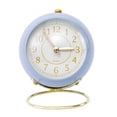 thumbnail image 1 of Desk Small Round Clock Circular Base Mute Corrosion Resistance Quartz Bedside Alarm Clock with Night Light for Bedroom School, 1 of 5