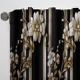 thumbnail image 3 of Designart "Elegant Harmony Of Striped Gold Regal Florals" Striped Curtain Panels, 3 of 6