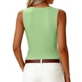 thumbnail image 5 of Sleeveless T-Shirt For Women's Summer Loose Sleeveless Button V-Neck Shirt Knitted Tank Tops Green M, 5 of 6