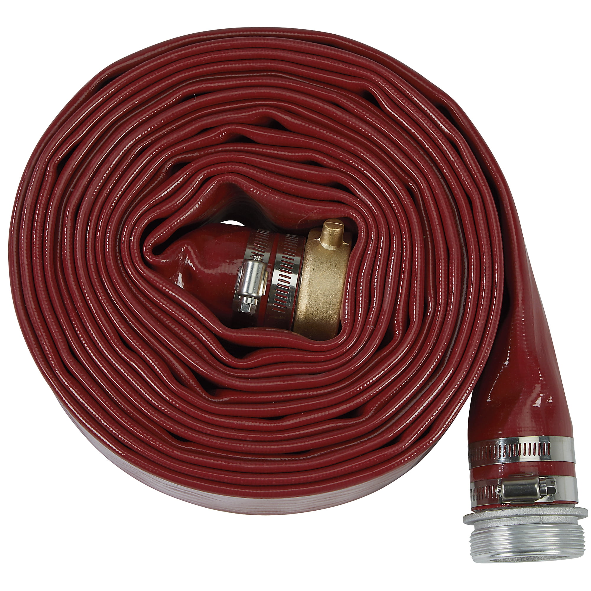 NorthStar Water Pump Discharge Hose, 2in. x 25ft. Max. PSI 150, PVC, Lay Flat, Industrial-Grade Aluminum Couplings