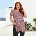 thumbnail image 6 of Womens Tunic Tops Short Sleeve Plus Size Shirts Swing Blouses Summer Red Paisley Floral Tops 3XL, 6 of 7