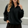 thumbnail image 2 of Soft Fleece Pullover Hoodie Long Sleeve Casual Outerwear Lightweight Warm Jacket Cozy Loungewear Top For Everyday ComfortBlackL, 2 of 5