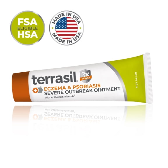 Terrasil Eczema & Psoriasis Ointment with Natural Activated Minerals 3X Action to Relieve Skin Itching & Inflammation (28gm Tube)