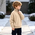 thumbnail image 4 of LOINRODI Boys Quarter Zip Waffle Knit Sweater Stand Collar Fashion Long Sleeve Soft School Outdoor Pullover Beige 7 Years, 4 of 9