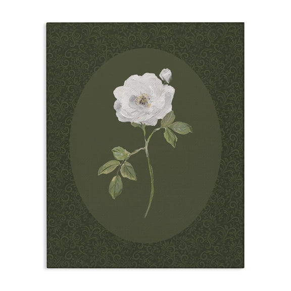 Stupell Industries Emerald & White Oval Rose Canvas Wall Art, design by Sally Swatland