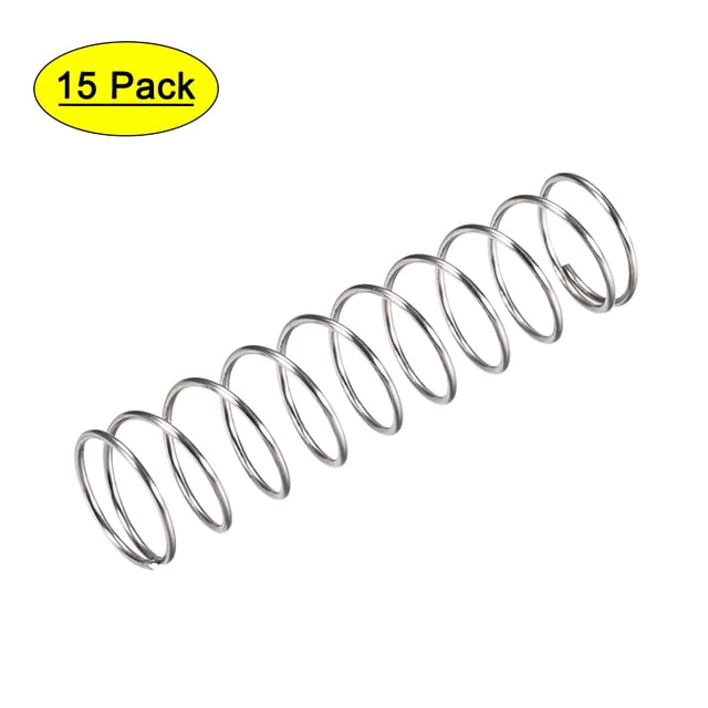 Resorte de compresión de acero inoxidable 304 de 15 mm x 1 mm x 60 mm, capacidad de carga de 35 N, 15 piezas