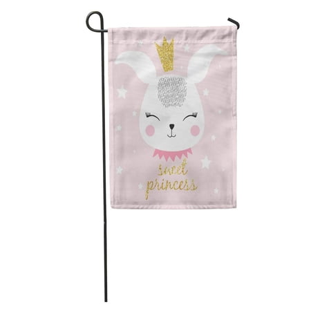 SIDONKU Pink Crown Sweet Bunny for Cartoon Cute Head Princess Unicorn Garden Flag Decorative Flag House Banner 12x18 inch