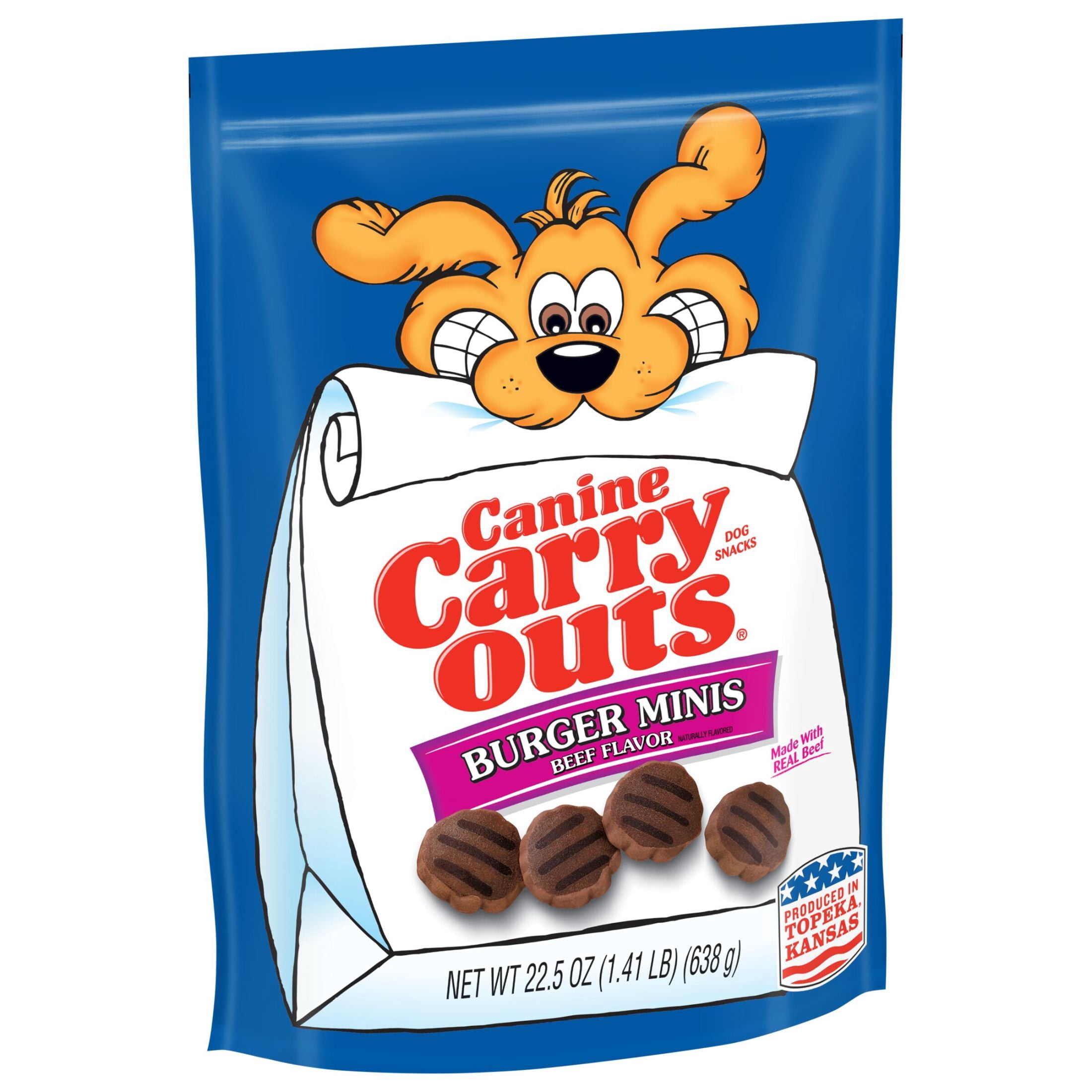 (2 pack) Canine Carry Outs Burger Minis Beef Flavor Dog Treats, 22.5oz Bag