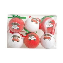 6 PCS Vintage Rustic Christmas Ball Ornaments, Farmhouse Distressed Shatterproof Xmas Hanging Decorations, Antique Traditional Style Tree Decor for Holiday Party Supplies