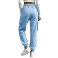 thumbnail image 6 of Lnmiateer Womens Soft Lounge Jogger Pants Solid Color Drawstring Elastic Waist Tapered Pockets Home Relaxation Friend Gathering, 6 of 6