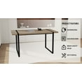 thumbnail image 5 of Dtwnek 59" Rectangular Dining Table with Metal Base, 1.5" Thick wood Tabletop Dining Table for Home, Kitchen, Dining Room, Brown, 5 of 11