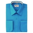thumbnail image 2 of Berlioni Italy Men's Convertible Cuff Solid Long Sleeve Dress Shirt Turquoise, 2 of 2