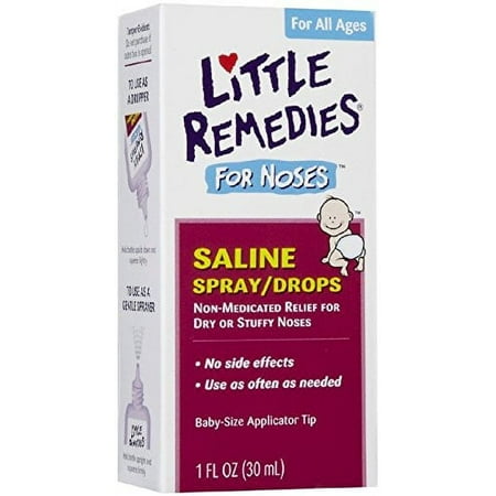 Little Remedies Newborn + Nose Saline Spray Drops, Wash Away Mucus, 1 Oz, 6-Pack