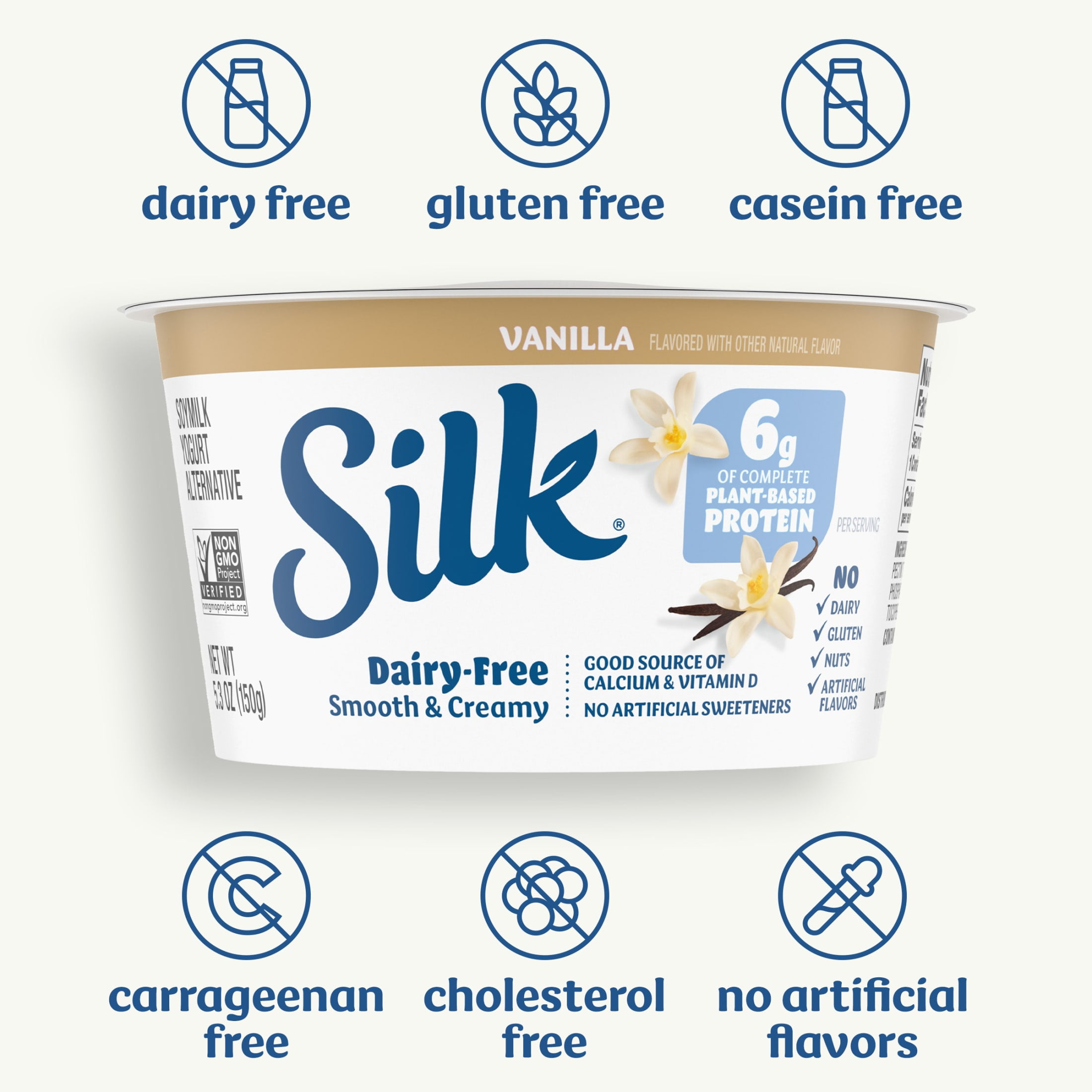 Silk Dairy Free, Vanilla Plant Based, Soy Milk Yogurt Alternative Container, 5.3 oz